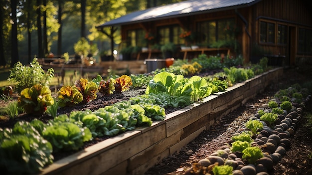 Verhoogde tuinbeddens in een gemeenschappelijke keukentuin