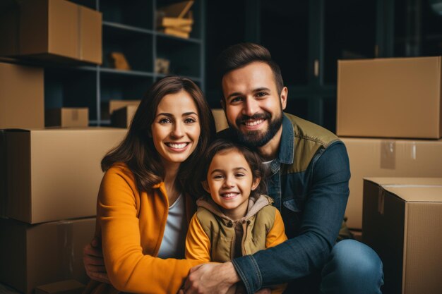 Verhuisconcept Kartonnen dozen en schoonmaakspullen voor het verhuizen naar een nieuw huis Generatieve AI