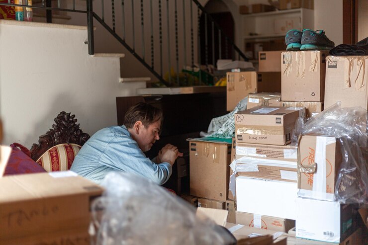 Foto verhuizen naar huis en verhuizen