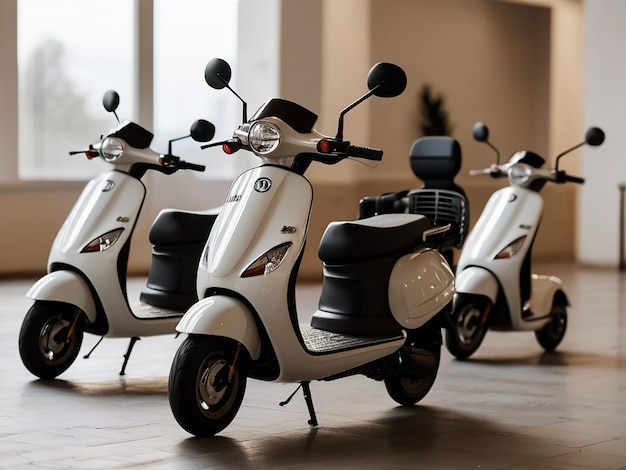 Verhuur van elektrische scooters en fietsen Parking Moderne vervoersmiddelen voor recreatie en vermaak