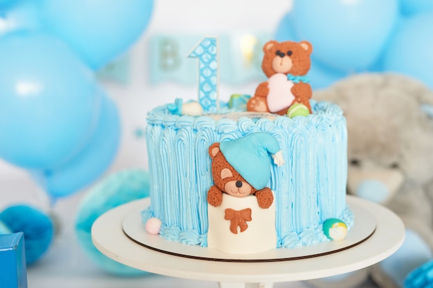 Verjaardag 1 jaar Cake Smash Decor blauwe kleur