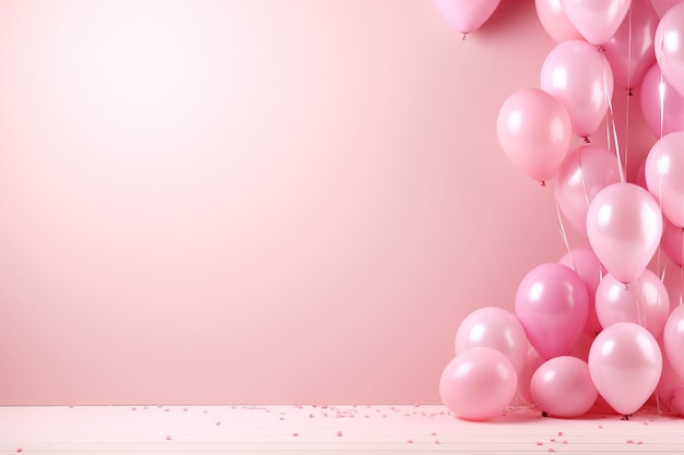 Verjaardag achtergrond met realistische roze ballonnen