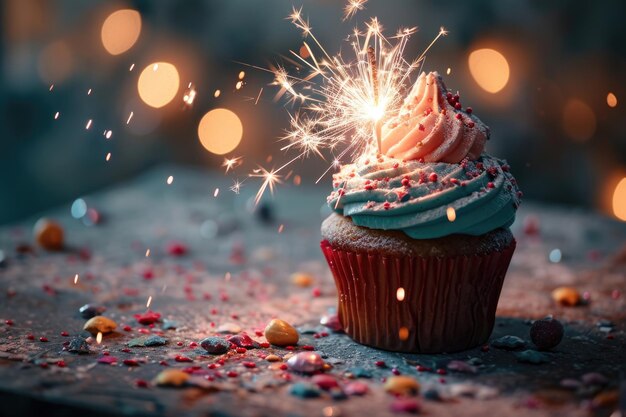 Verjaardag cupcake met sterretje en hagelslag voor feest