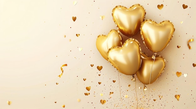 Verjaardag gouden ballonnen ontwerp van de achtergrond Gelukkige verjaardag gouden ballon en confetti decoratie-element voor verjaardag viering wenskaart ontwerp