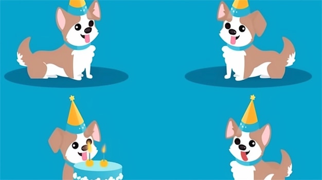Foto verjaardag huisdier en viering concept close-up van dachshund puppy met verjaardagstaart over