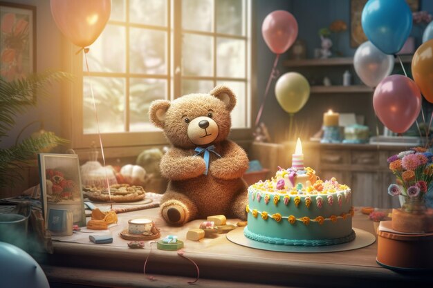 Verjaardag teddybeer Cadeau speelgoed vakantie Genereer Ai