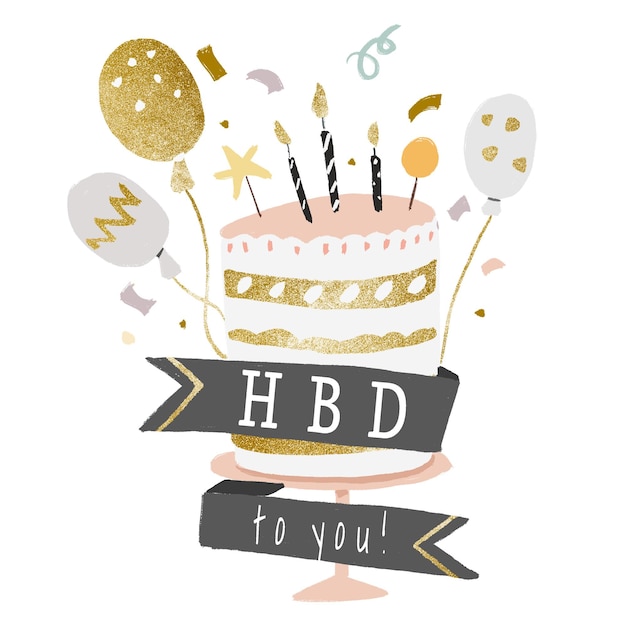 verjaardags sticker png taart met Happy Birthday boodschap