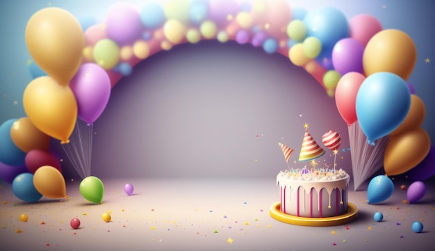 Verjaardagsachtergrond met ballonnen Illustratie AI GenerativexA