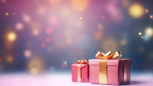 Verjaardagscadeau doos met paarse gloeiende vage Bokeh achtergrond Zwarte Vrijdag Moedersdag Nieuwjaar