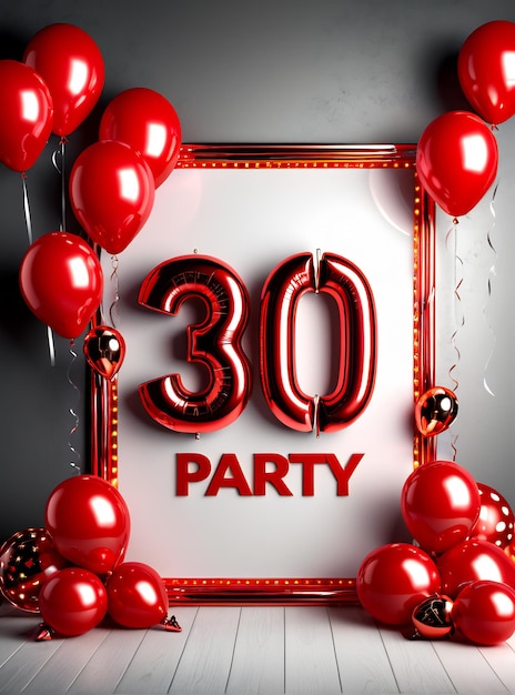 Foto verjaardagsfeest poster ontwerp banner copyspace feest achtergrond ballonnen champagne taart