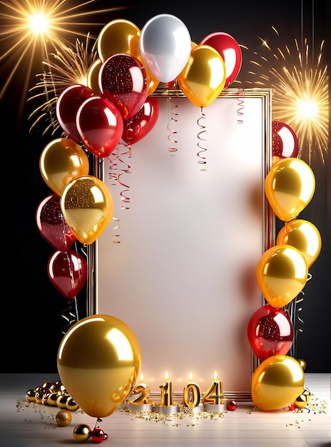verjaardagsfeest poster ontwerp banner copyspace feest achtergrond ballonnen champagne taart