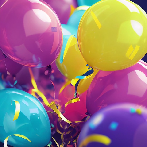 Foto verjaardagsfeestje achtergronden ballonnen confetti feestgadgets