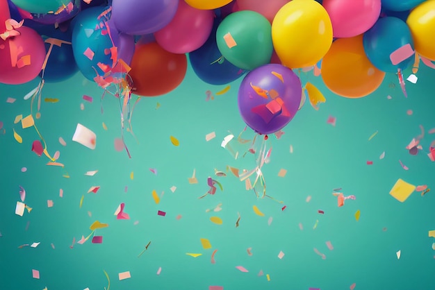 Verjaardagsfeestje achtergronden ballonnen confetti feestgadgets