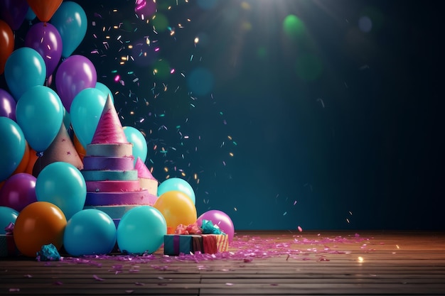 Verjaardagsfeestje Ballon Achtergrond Illustratie AI GenerativexA