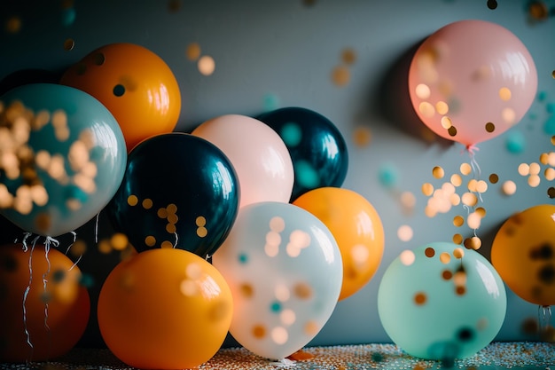 Verjaardagsfeestje Vakantie Ballon Achtergrond Illustratie Generatieve AI