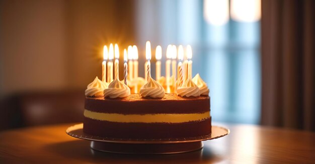 verjaardagstaart bessen horizontale kopie ruimte kaarsen groetingaart goud donkere achtergrond
