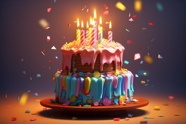 verjaardagstaart driedimensionale taart studio shot digitaal gegenereerde afbeelding