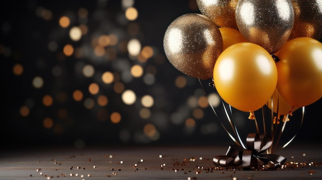 Verjaardagsviering met gouden ballonnen en glitter