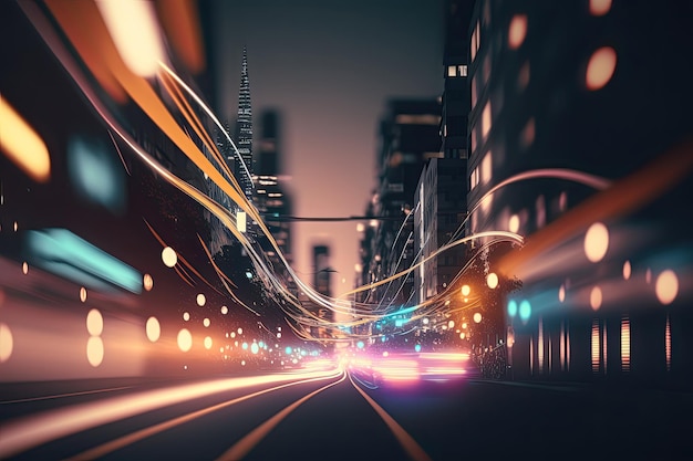 verkeer in het nachtelijk verkeer in de stad verkeer generatieve AI