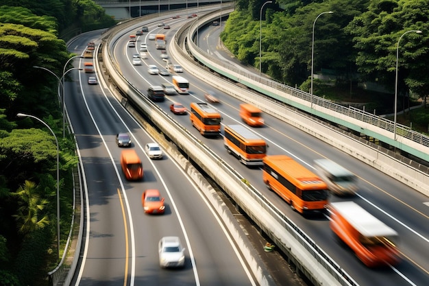 Foto verkeer op de weg van het voertuig met ophanging