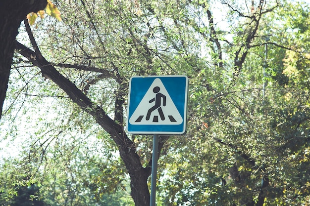 Verkeersbord op zebrapad