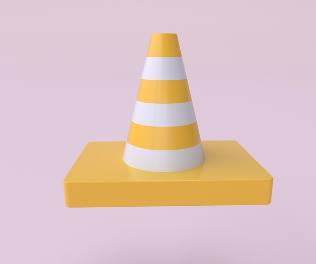 Verkeerskegel pictogram minimale 3d render illustratie op licht roze background