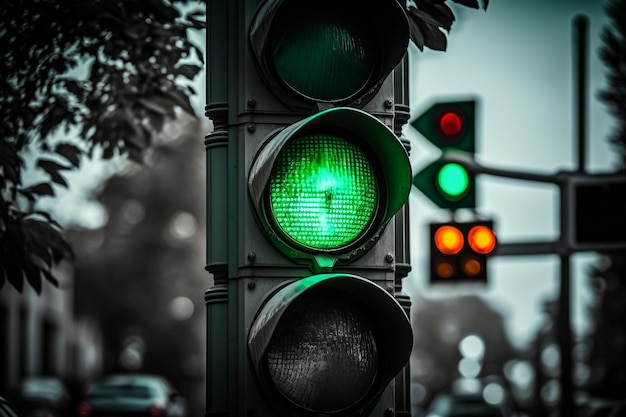 Verkeerslicht met groene lichttijd om conceptenillustratie te handelen Generatieve AI