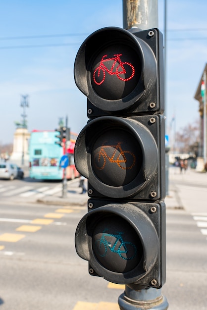 Foto verkeerslicht voor een fiets in europa