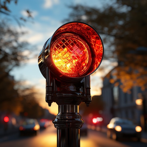 Verkeerslichten boven stedelijk kruispunt Rood licht
