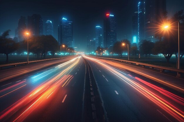 Verkeerslichten van de nachtelijke stadsweg