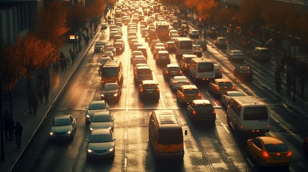 Verkeersopstopping in de stad Generatieve Ai