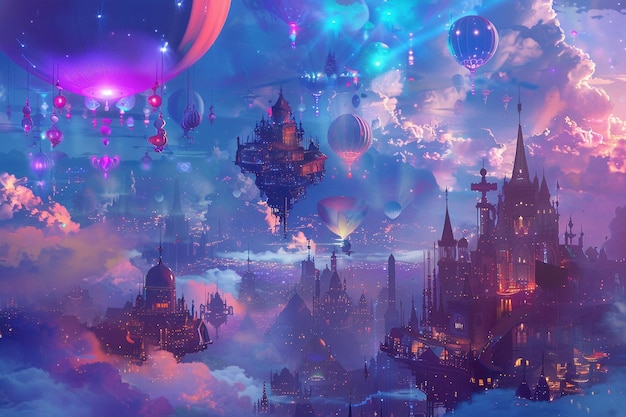 Verken de Celestial Balloon City een metropool el generative ai