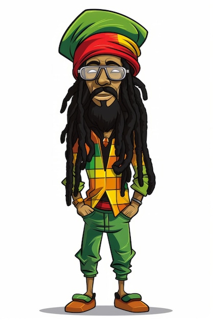 Foto verken een ontspannen sfeer met dit doodle-stijl rasta personage dat pleit voor legalisatie