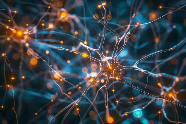 Foto verken het pulserende neurale netwerk van interconnectieve generatieve ai