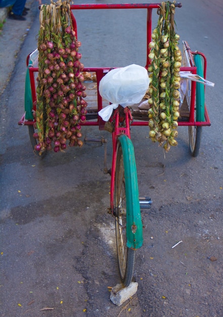 Foto verkoopstand op de markt