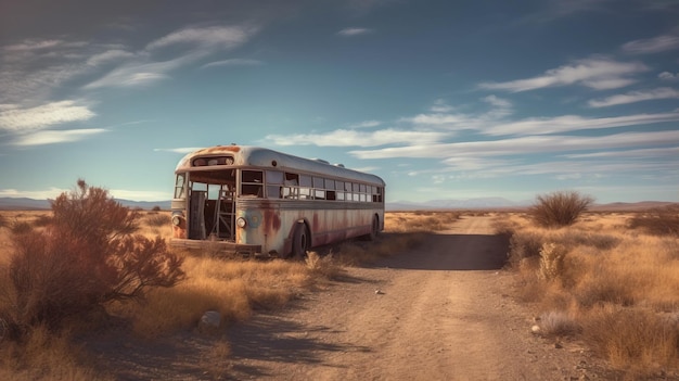 Verlaten bus op verlaten weg