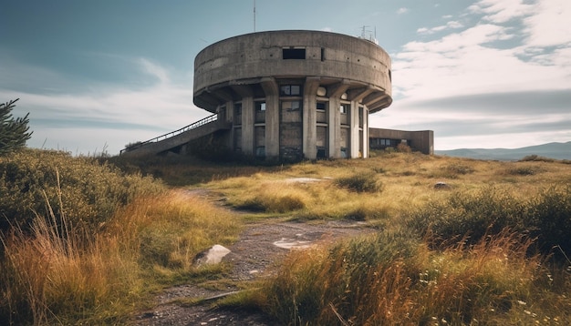 Foto verlaten gebouw roestig metaalbeton geen mensen natuurlandschap gegenereerd door ai