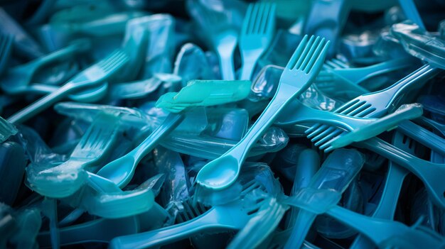 Verlaten plastic bestek in een openbare ruimte