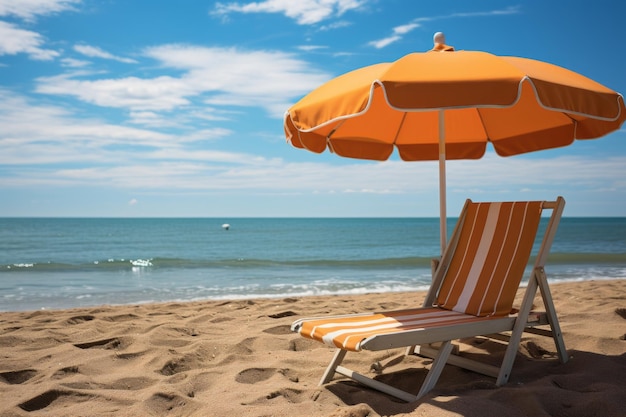 Verlaten strandstoel onder parasol