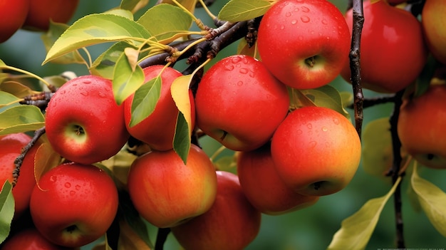 Verleidelijke appels Sappige appels die aan een fruitboom hangen, klaar om van te genieten