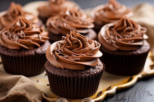 Verleidelijke chocolade cupcakes met frosting Generative By Ai