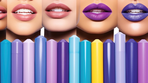 Verleidelijke en kleurrijke lippenstiftkleuren Lipverzorging en kleuren Lippenstiftsexiness Generatieve AI