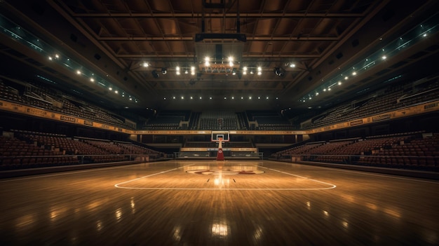 Verlicht basketbalstadion Illustratie AI GenerativexA