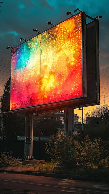 Verlicht binnenstad billboard