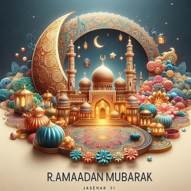 Verlicht het seizoen levendige ramadan mubarak banier stralen vreugde en feestelijke zegeningen