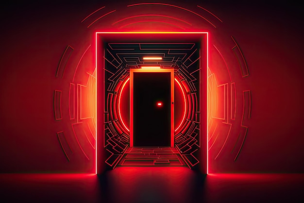 Verlicht Portal van een andere dimensie gemaakt met neonlichten