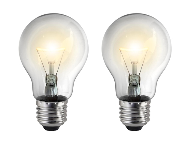 verlichte gloeilamp geïsoleerd op witte achtergrond