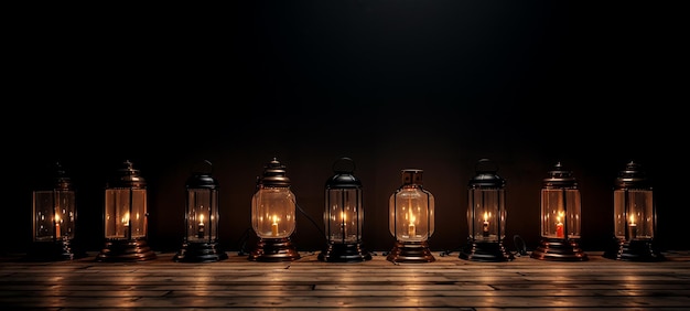 Verlichte houten lantaarns