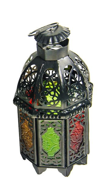 Verlichte lantaarn stijl Arabische of Marokko vintage kaars lantaarn voor islamitische gemeenschap heilige maand Ramadan Kareem uitknippad:
