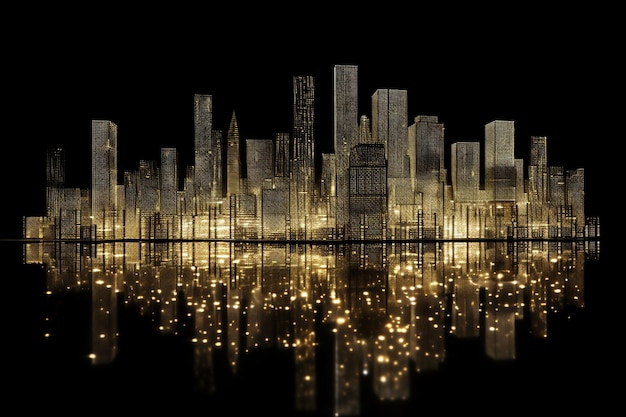 Foto verlichte skyline van de stad's nachts